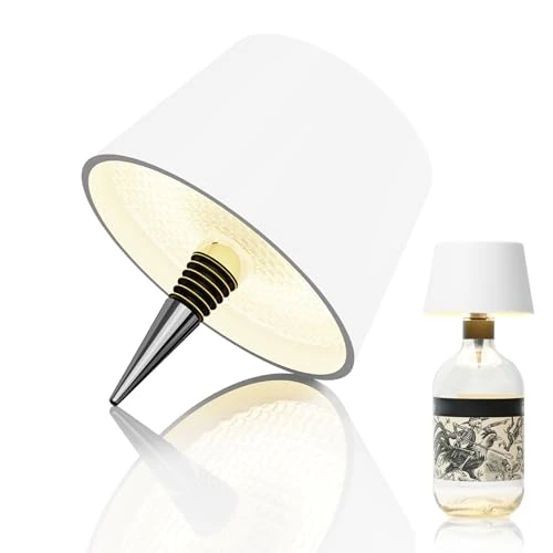 MU LIN Zdejmowana i zdejmowana lampa dotykowa butelki, akumulatorowa lampa stołowa Intensywna lampa do butelek Lampa na butelkę wodoodporna bezprzewodowa lampa LED. 1 sztuka biała