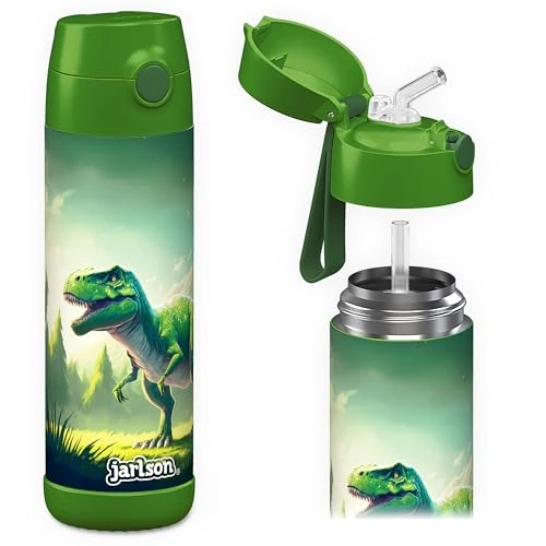 Limited-time offer: Jarlson® Kids Water Bottle CHARLI [18OZ] - Stainless Steel Thermo Bottle with Straw - Insulated, Spill Proof Waterbottle for School & Sports - Thermo Tumbler for Boys & Girls (Dinsaur) from $21.95 to $19.76 (save 10%)