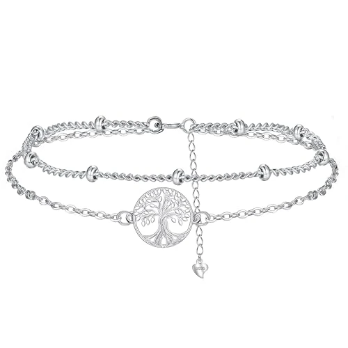 Tijdelijke aanbieding: Hifeeled Damesarmband van 925 zilver, armbanden met dubbele ketting, sieraden voor dames, moeder, vrouw, vriendin, origineel cadeau, verstelbaar (16 + 4 cm) van 20.99 EUR naar 20.99 EUR (korting 0%)