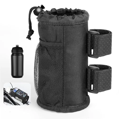 Limited offer: AiQInu Bicycle Bottle Holder Drinking Flash Bag, Bicycle Drink Holder without Screws Made of Oxford Fabric, Water Bottle Holder with Mesh Pocket for Folding, Pushchair, Motorcycle, Wheelchair, Scooter from 7.96 EUR to 7.96 EUR (save 0%)