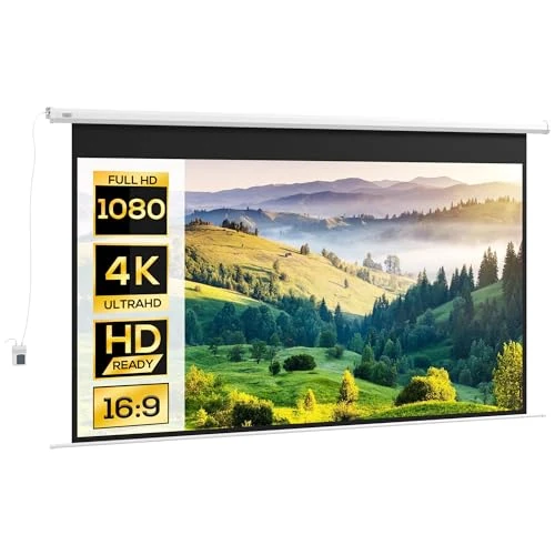 Offerta a tempo: HOMCOM Telo Proiettore Motorizzato da 120 Pollici 4K HD Formato 16:9, Schermo Proiettore Motorizzato Elettrico con Telecomando, Telo Videoproiettore per Casa, Cinema, Ufficio, Home, Esterno, Bianco - 0.00% da 134.95 € a 134.95 €