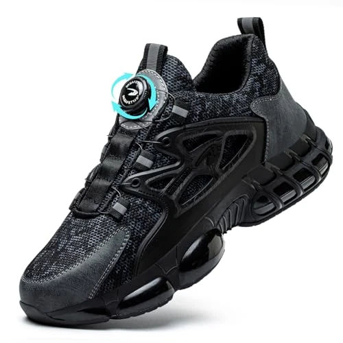 Zeitlich begrenztes Angebot: GemChve Arbeitsschuhe Sicherheitsschuhe Herren Damen Stahlkappen Anti-Smashing Leicht Sportlich Atmungsaktiv Selbsthemmend Schnellverschluss Mode Schutzschuhe Black 42 EU von 46.99 € auf 46.99 € (0.00% Rabatt)