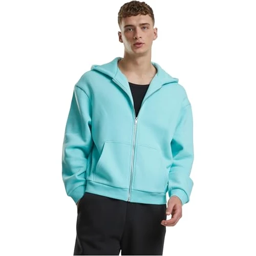Offerta a tempo: Urban Classics Felpa con Cappuccio da Uomo Fluffy Zip Hoody, soffice Felpa con Cerniera Lampo, Felpa da Uomo, Oversize, Blu berillo, L - 25% da 39.99 € a 29.99 €