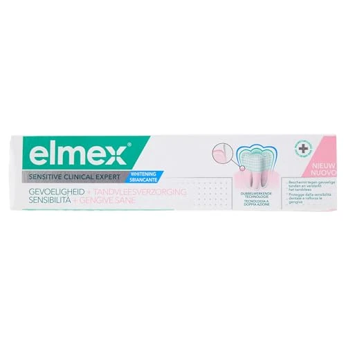 Offre limitée : ELMEX- Dentifrice blancheur Soin Sensibilité + Gencives protège les dents sensibles-Renforce les gencives-Formule double action cliniquement prouvée -Le tube de 75mL de 5.95 € à 5.95 € (0.00% de remise)