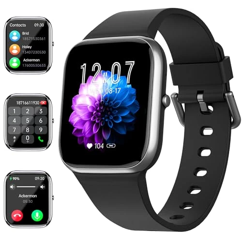 Smart Watch for Men Women Teens Answer/Make Calls, Fitness Tracker Watch with 1.85'', 24/7 Heart Rate Sleep, Multiple Sport Modes Smartwatches, Activity Tracker for Android iOS (Black)
