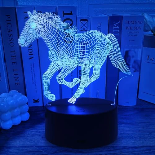 Lampara Caballo Decoracion Dormitorio Infantil Luz Nocturna Caballos, Caballo Lampara 16 Colores Ajustables con Mando a Distancia, Regalo Caballos para Infantil Niñas Niños Navidad Cumpleaños Comunión