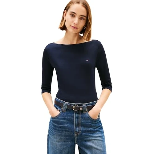 Oferta limitada: Tommy Hilfiger Camiseta de Manga Larga Mujer New Cody Slim Cuello Barco, Azul (Nos Desert Sky), XXL de 59.90 EUR a 38.23 EUR (ahorro 36%)