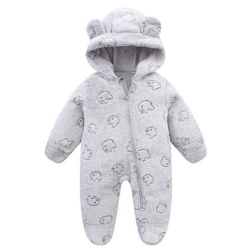Limited offer: WYTbaby Baby Snowsuit Hooded Romper Fleece Sleepsuit Warm Toddler Snowsuit for Baby Girl Boy Jumpsuit Fall Winter Outfits 0-12 Months from 11.96 EUR to 11.00 EUR (save 8%)