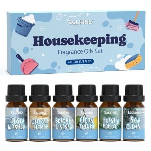 Offerta a tempo: SALKING Set di oli essenziali puliti, set regalo, oli profumati per diffusore, 6 x 10 ml, appena lavati, benvenuto a casa, lenzuola luminose, consigli puliti, brezza fresca, pulito - 22% da 16.99 € a 13.29 €