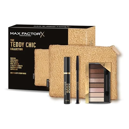 Offerta a tempo: Max Factor, Cofanetto Regalo Donna Teddy Chic, Pochette in morbido tessuto teddy con Mascara 2000 Cal Black + Matita Occhi Khol Kajal 20 Black + Palette Ombretti Masterpiece Nude Cappuccino - 0.00% da 17.55 € a 17.55 €