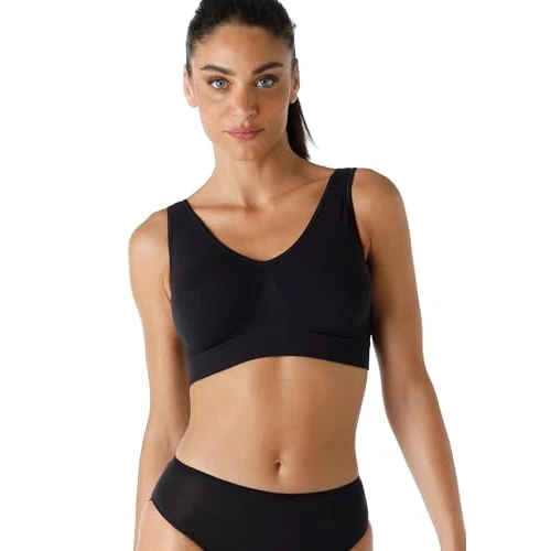 LOVABLE Women's Brassière Sportiva Senza Cuciture Active Comfort Bra, Black, M