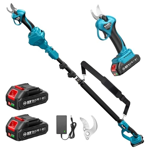 Offerta a tempo: SEESII Forbici Potatura Elettriche, 2 in 1 Seesii 33mm Forbice Elettrica con Asta Telescopica, Portata Massima fino a 4,57m, 2x2.0Ah Batterie, Cesoie Potatura Elettriche per Jardinage - 40% da 179.99 € a 108.29 €