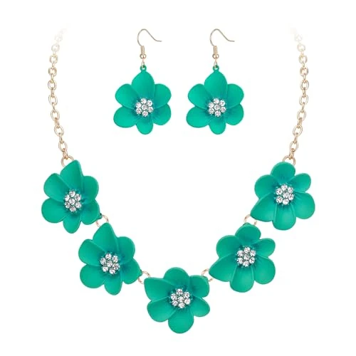 Oferta limitada: EVER FAITH Collar de flores para mujer, collar y pendientes de bohemias de verano, Cristal de 11.08 € a 11.08 € (ahorro 0.00%)