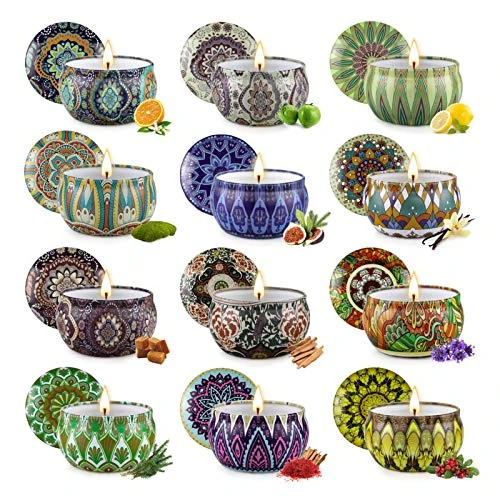 Scented Candle Set, Gift Set for Women, 2.5 oz Scented Candles, Gift Set, Soy Wax Candles for Home, Travel Tin, Stress Relief, Yoga, Aromatherapy, Birthday, Decoration, Lavender