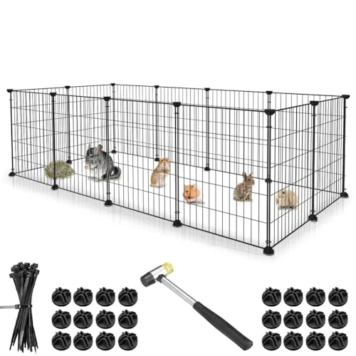 Limited offer: BAKAJI Small Pet Fence Customizable Metal Fence Guinea Pig Hamster Rabbit Chinchilla Indoor Outdoor (143 * 71 * 46cm) from 27.99 EUR to 23.79 EUR (save 15%)
