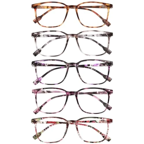 Offerta a tempo: JOLISU Occhiali da Lettura 5Pz Leggeri - Mont. Sottile, Luce Blu & Cerniere | Classico (1.50) - 47% da 15.99 € a 8.54 €