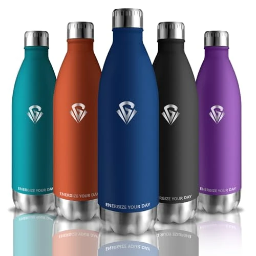 Offre limitee: Grsta Gourde 1l, Gourde Isotherme Anti Fuite, Froid&Chaud, sans BPA, Reutilisable pour Running, Facile à Transporter, Bouteille d'eau pour Chaude, Café, Thé, Bleu Foncé de 21.99 EUR a 19.16 EUR (economie 13%)