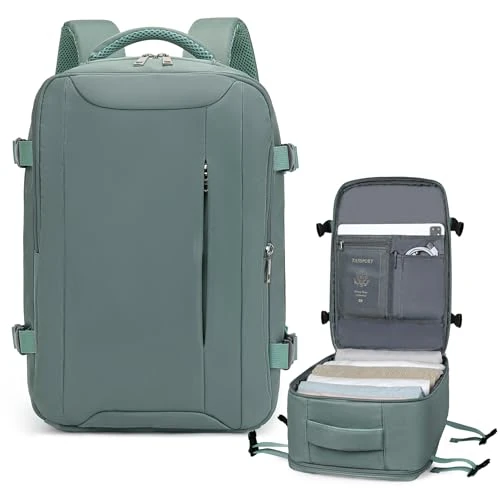 Lossga Easyjet - Borsa da cabina per Ryanair, 40 x 30 x 20, 45 x 36 x 20 cm, borsa da viaggio con antifurto nascosto, per donne e uomini, Verde fumo, 40x20x27