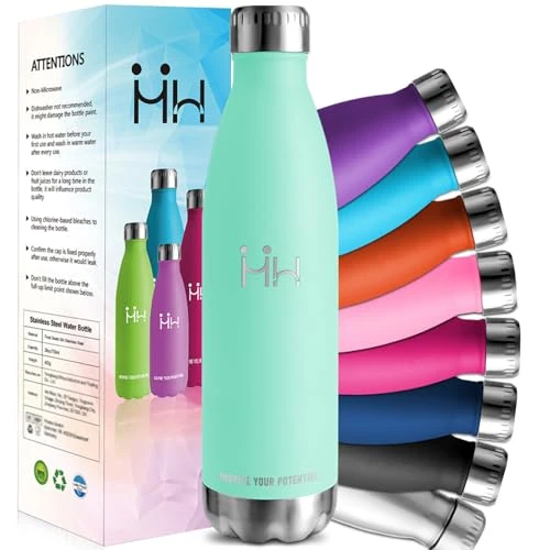 HoneyHolly Botella agua Acero Inoxidable, Botella Termica - 1000ml sin BPA, Botella de Agua Deportiva, Doble Pared al Vacío a Prueba de Fugas, Cantimplora Termica para Gimnasio