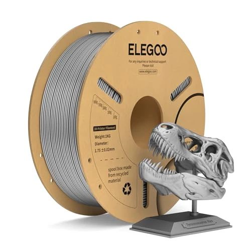 ELEGOO PLA+ filament 1,75 mm, ciemnoszary 1 kg, PLA Plus, filament do drukarki 3D, twardszy i mocniejszy materiał do druku 3D, dokładność wymiarów +/-0,02 mm, kompatybilny z drukarkami FDM (1