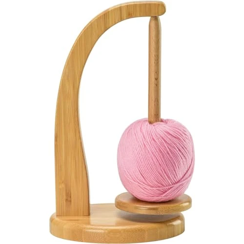Porte Fil en Bois pour Tricot, Dérouleur de Laine, Yarn Winder Support Magnétique Rotatif, Porte-Bobines de laine, Support pour Accessoires de Crochet et de Tricot, Accessoires Crochet