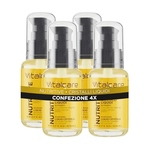 Vitalcare | Nutritive - Cristales Líquidos para Cabello, Cristales Nutritivos y Reestructurantes, para Cabello Seco y Sin brillo, con Ceramidas Vegetales, 4 x 50 ml