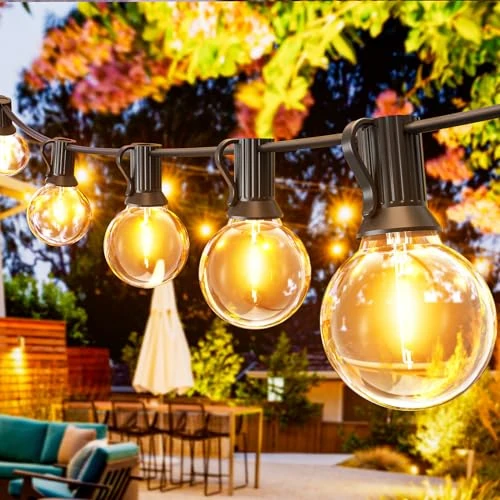 Svater Outdoor String Lights, 45 m Outdoor Guinguette Garland with G40 75+3 Plastic LED Bulbs, IP45 Waterproof LED Garland Light Deco Garden Party Terrace Wedding Warm White