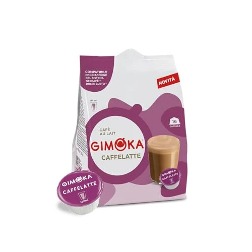 Gimoka – Caffelatte – 64 capsules compatibles avec machine à café Nescafé®* Dolce Gusto®* – 4 boîtes de 16 capsules – Made in Italy