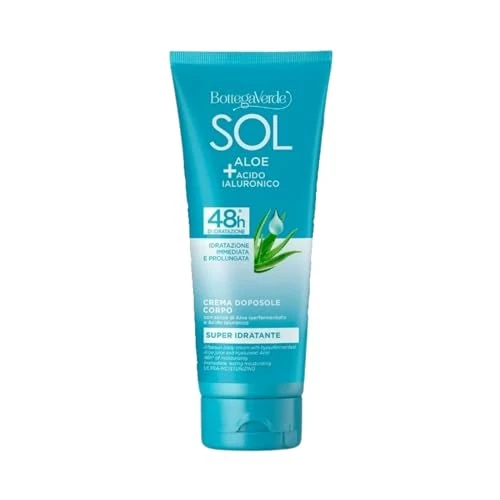 Offerta a tempo: Bottega Verde - SOL Aloe e Acido Ialuronico, Crema Doposole Corpo con Acido Ialuronico e Aloe, 200ml, Idrata Fino a 48 Ore e Prolunga l'Abbronzatura - 50% da 20.00 € a 9.99 €