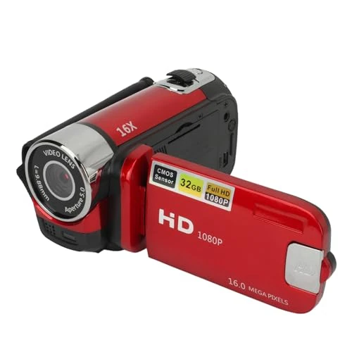 Limited offer: Denash Video Camera Camcorder, 1080P 16MP Digital Camera Vlogging Camera Recorder with 16X Digital Zoom, Compact Camera Camcorder for Photography (Red) from 52.54 EUR to 38.01 EUR (save 28%)