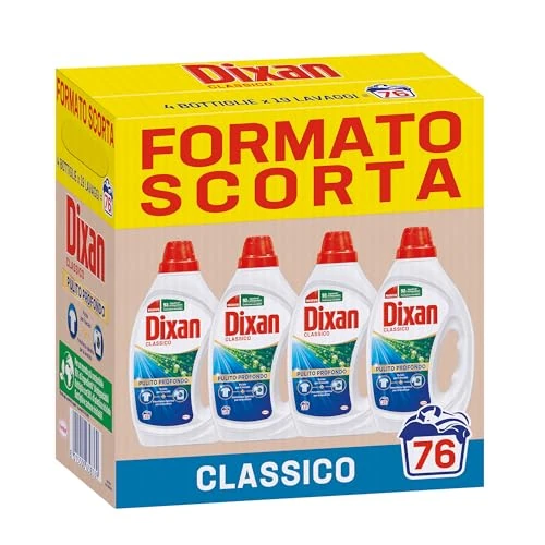 Begrenztes Angebot: Dixan Klassisches Waschmittel für Waschmaschine, Vorratspackung (4 x 19 Waschladungen), Flüssigwaschmittel für die Waschmaschine zur Reinigung der Wäsche und hygienische Frische für die Waschmaschine von 46.04 EUR auf 46.04 EUR (Rabatt 0%)