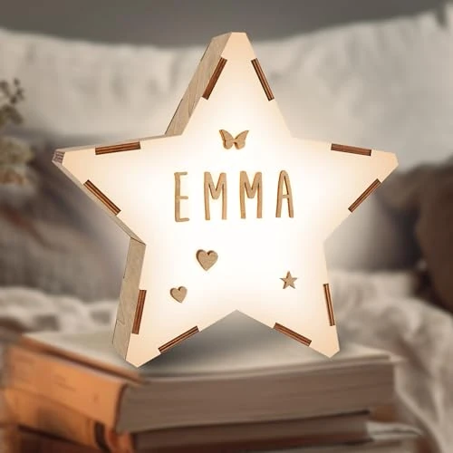 Offerta a tempo: WONDEE Lampada a Stella Personalizzata con Nome, Regalo Neonato Maschio e Femmina, Regalo Battesimo Bimbo e Bimba - Luce Notturna Bambini, idee Regali Personalizzati Bambino e Bambina 0 1 2 3 4 5 anni - 0.00% da 32.99 € a 32.99 €