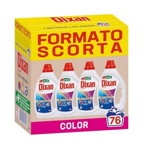 Limitiertes Angebot: Dixan Flüssigwaschmittel Color Vorratspackung (4 x 19 Waschladungen), Flüssigwaschmittel für die Waschmaschine für lebendige Farben, Tiefenreinigung der Wäsche und hygienische Frische für die von 34.00 EUR auf 34.00 EUR (Spare 0%)