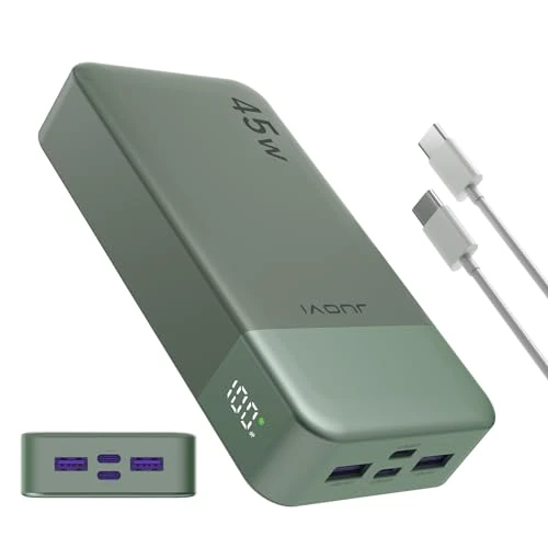 Offerta a tempo: JUOVI Power Bank 20000mAh, 45W Caricatore Portatile Ricarica Rapida, PD QC 4.0 Batteria Esterna 4 Porte, con Display LED, caricabatterie portatile per MacBook, iPhone 15 14 13 Pro Samsung (Verde) - 48% da 44.99 € a 23.19 €