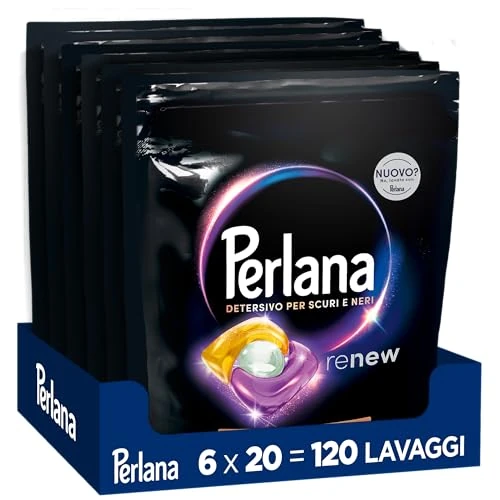 Offerta a tempo: Perlana Detersivo Caps per Scuri e Neri (6 confezioni da 20 Caps), Detersivo lavatrice in capsule per tutti i capi scuri, Detersivo capi neri per pulizia delicata e fibre rinnovate - 35% da 32.30 € a 21.00 €