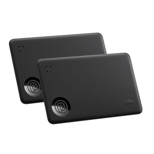Tile by Life360 Slim - Localizador Bluetooth para Carteras, Etiquetas de Equipaje, pasaportes y más. Compatible con iOS y Android. Paquete de 2 (Negro)