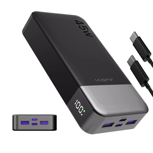 Limited-time offer: JUOVI Power Bank, 20000mAh 45W Portable Charger, PD3.0 QC4.0 Fast Charging 4-Port with LED Display, Battery Pack Charger Portable for Laptop, iPhone 15 14 13 Pro Samsung S23 S22 (Black) from 29.99 £ to 29.99 £ (save 0.00%)