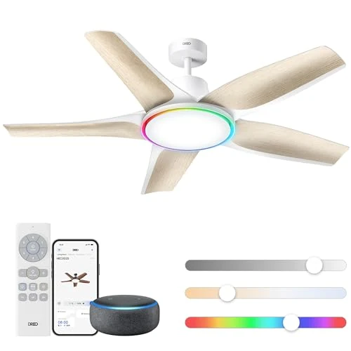 Oferta limitada: Dreo ventilador de techo inteligente de perfil bajo con luz 132 cm, LED regulable con temperatura de color ajustable, iluminación ambiental RGB, motor CC silencioso, instalación fácil, APP, blanco de 229.99 € a 229.99 € (ahorro 0.00%)
