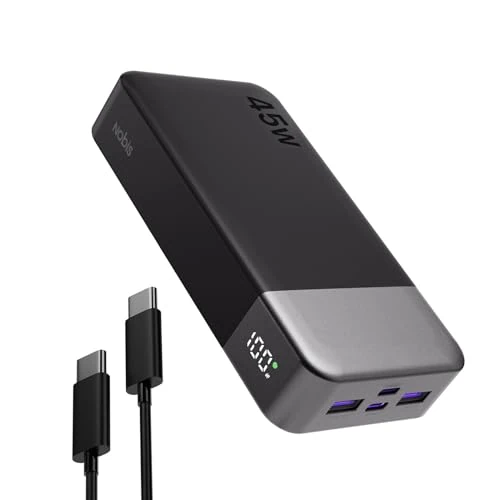 Limited-time offer: NOBIS Power Bank, 45W 20000mAh Portable Charger, USB C Fast Charging, 4 Ports External Battery Pack with LED Digital Display, Compatible with Laptop, Phone 15 14 13 Pro S23 S22 (Black) from 29.99 GBP to 25.49 GBP (save 15%)