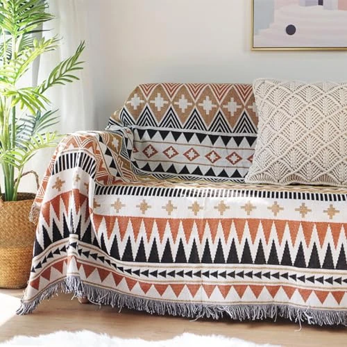 Limited offer: LumiSyne Aztec Navajo Throw Blanket Cotton Woven Blanket with Tassel Tribal Ethnic Style Geometric Pattern Reversible Decorative Throw for Sofa Bed Armchair Multi-Function Tapestry Tablecloth Rug from 28.99 EUR to 23.19 EUR (save 20%)