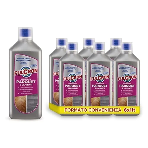 Offerta a tempo: FULCRON Detergente Parquet e Laminati, Pulisce Ravviva Senza Aloni, Azione Antipolvere, Pulizia Pavimenti Parquet, Profumato, Senza Risciacquo, 6 x 1L - 34% da 36.50 € a 23.94 €