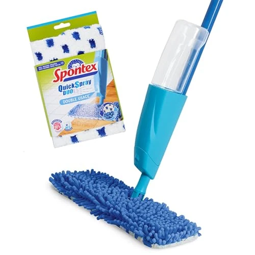 Limitiertes Angebot: Spontex Quick Spray Duo Sprühwischer mit waschbaren Mikrofaserbezügen | Reinigt Laminat-, Holz- und Fliesenböden | Wendbarer No-Touch-Aufsatz von 29.99 EUR auf 23.99 EUR (Spare 20%)