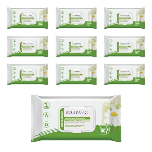 Offerta a tempo: Cleanic Carta Igienica Umidificata - (80x10 Pezzi) Carta Igienica - Con estratto di camomilla, lavabile, salviette per pulizia intima, delicate pelle sensibile - 800 Pezzi - 0.00% da 19.52 € a 19.52 €