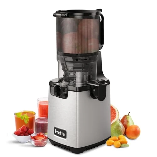 Offerta a tempo: Spremiagrumi Fretta - Spremiagrumi a freddo con 13,5 cm per frutta e verdura intera, spremiagrumi a masticazione lenta, senza BPA (Argento) - 60% da 199.99 € a 79.98 €