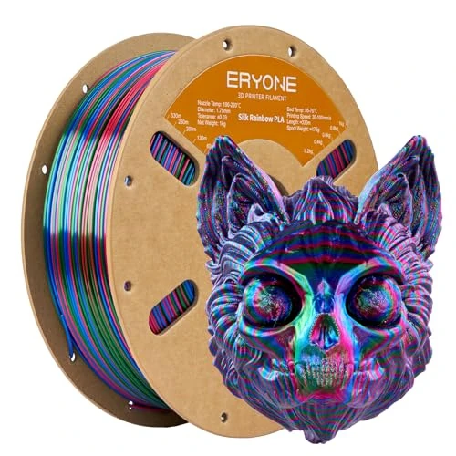 ERYONE Ultra Silk PLA Filament, Silky Glossy Finish Filament, Fast Color Change Rainbow PLA 1.75mm,+/-0.03mm, 1kg(2.2LBS)/Spool, Twist Rainbow Vortex (Red Blue Green)