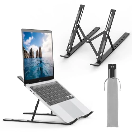 Limited-time offer: GRIFEMA GB1054B Black Laptop Stand for Desk, Adjustable Laptop Riser, Portable Laptop Stand with 6 Angle Adjustment for 10”-17.3” Laptops, Tablets from 6.99 GBP to 5.94 GBP (save 15%)