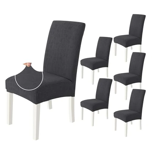 Offerta a tempo: Ystyle Coprisedie Con Schienale 6 Pezzi, Elasticizzato Copri Sedie Soggiorno Cucina, Copri Sedia Cucina Soggiorno Morbido Comodo Anti-Graffio, Facile Da Pulire E Resistente, Grigio - 0.00% da 33.99 € a 33.99 €