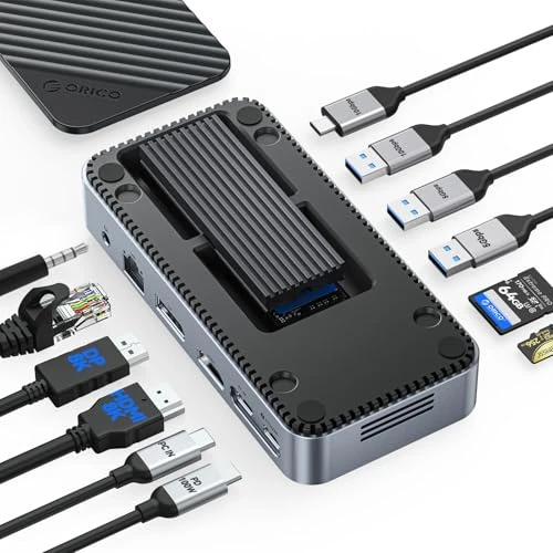Offre limitée : ORICO Hub USB C 11 en 1 avec boîtier SSD M.2, station d'accueil avec ventilateur, HDMI, DP, Gigabit Ethernet, PD 100W, SD/TF, Audio/Microphone, 10Gbps & 2x5Gbps de 62.26 € à 99.99 € (-60.60% de remise)