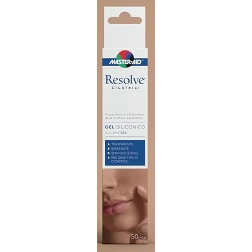 Master Aid Resolve Silikongel für chirurgische Narben, Vorbeugung und Behandlung von hypertrophen Narben, transparent, feuchtigkeitsspendend, ohne Parabene, hergestellt in Italien, 50 ml