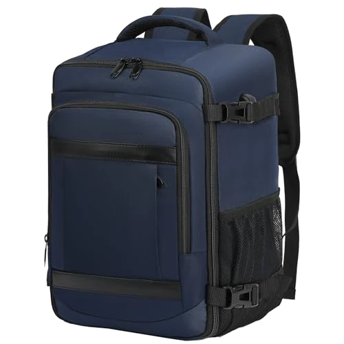 KLOSTAIN Mochila Viaje Cabina Avion 45x36X20 para Easyjet 30L Mochila Cabina Equipaje de Mano Bolso Mochilas Hombre para Portatil de 14 Pulgadas Mochila de Viaje Escuela Trabajo Azul Oscuro